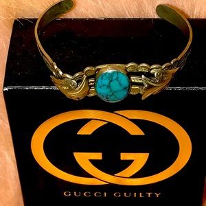 Vintage turquoise silver cuff bracelet